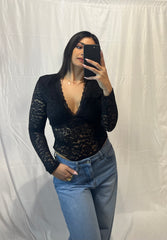 Body pizzo manica lunga