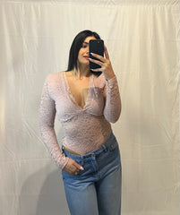 Body pizzo manica lunga