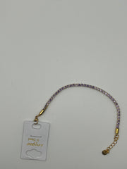 Bracciale tennis con catena lilla dorato