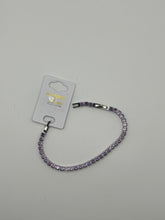 Bracciale tennis lilla argento e dorato