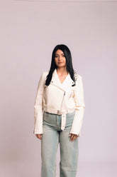 Chiodo similpelle panna