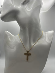 Collana croce strass dorata