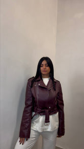 Chiodo ecopelle bordeaux