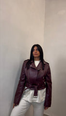 Chiodo ecopelle bordeaux