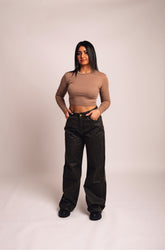 Jeans ecopelle Marrone