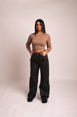 Jeans ecopelle Marrone