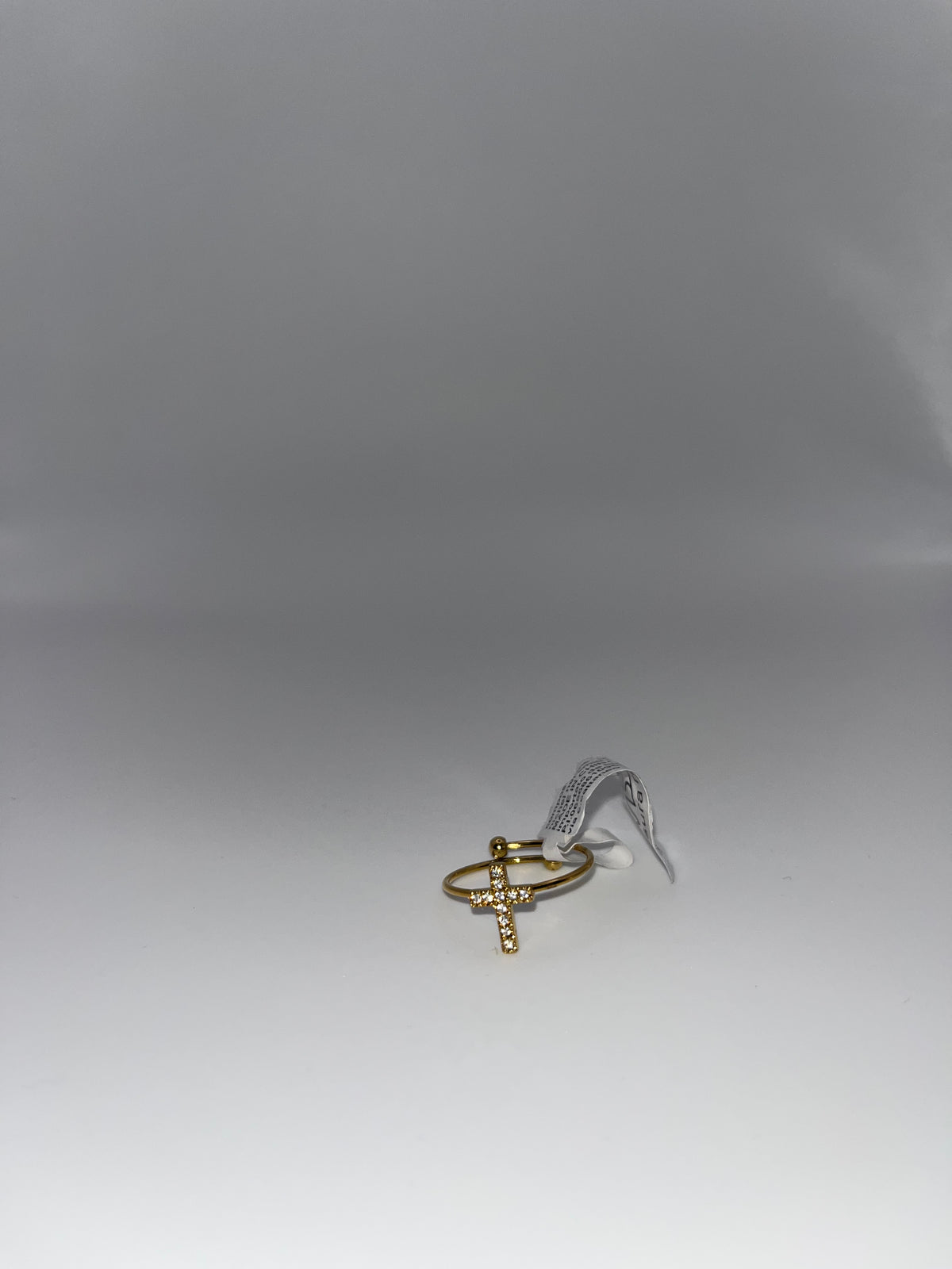 Anello regolabile con Croce  e strass Dorati