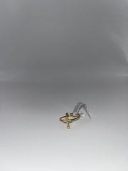 Anello regolabile con Croce  e strass Dorati