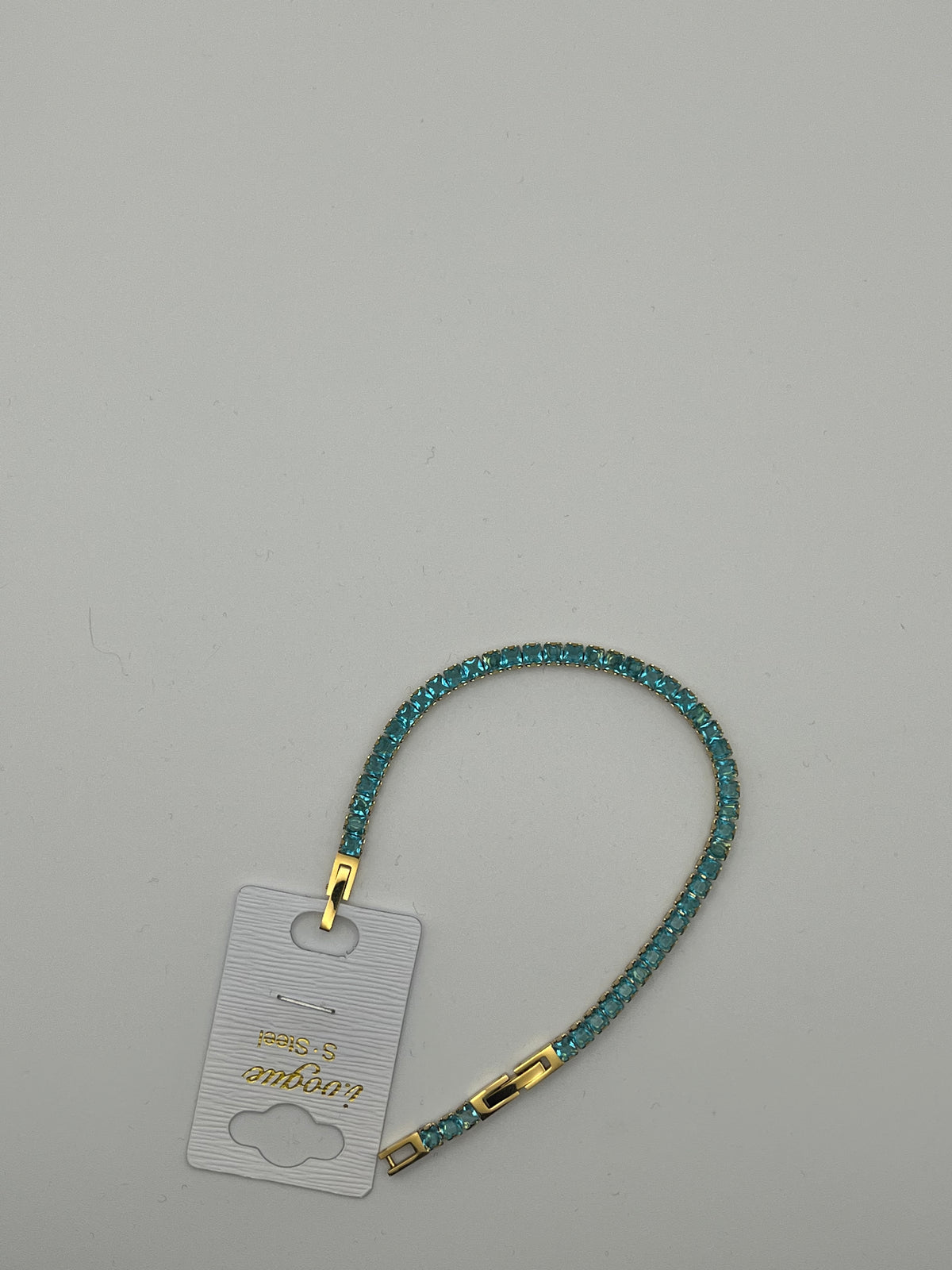 Bracciale tennis azzurro e dorato