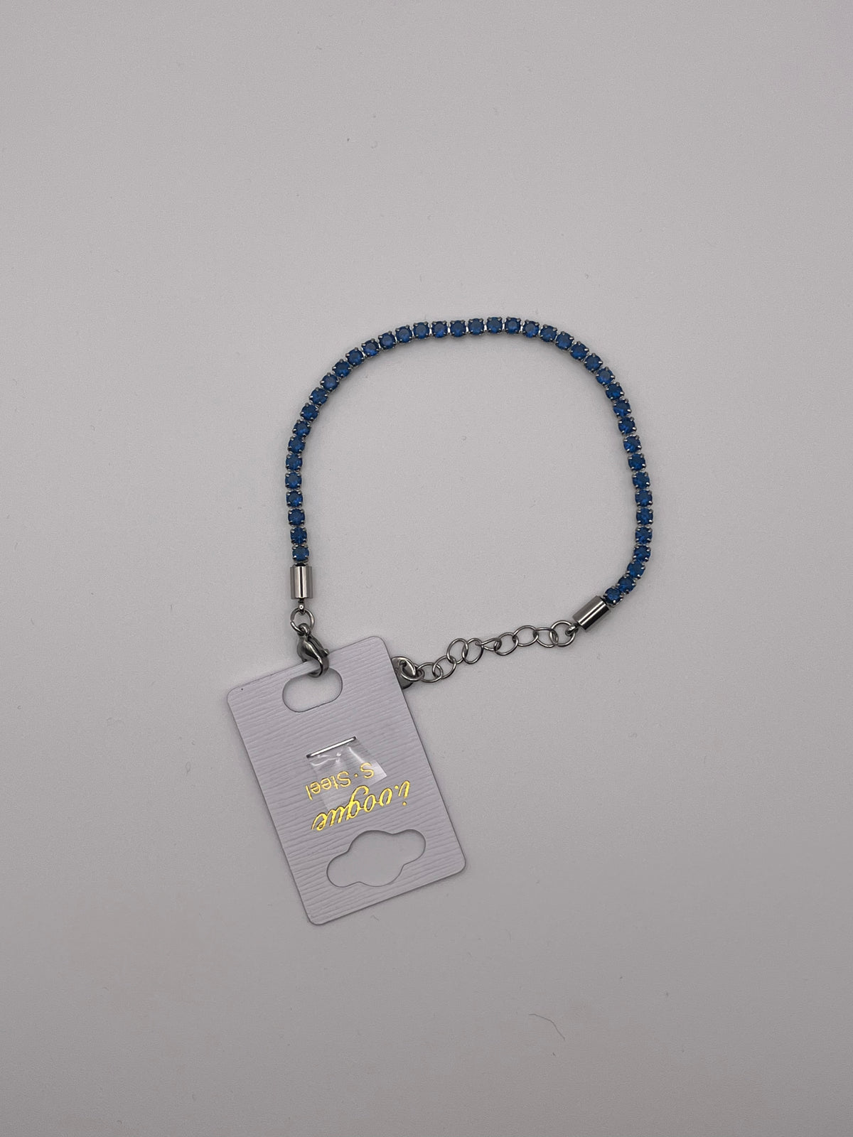 Bracciale tennis con catena azzurro e argento