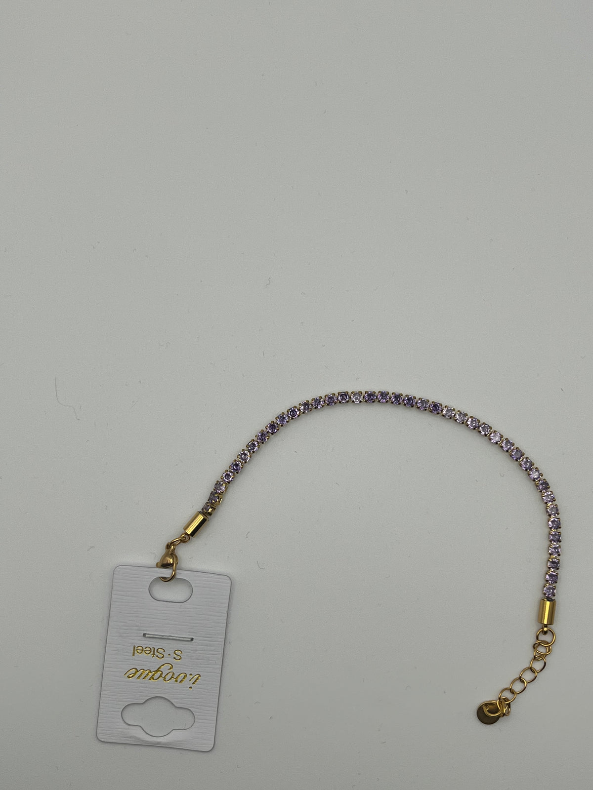 Bracciale tennis con catena lilla dorato