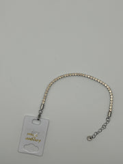 Bracciale tennis con catena panna e argento