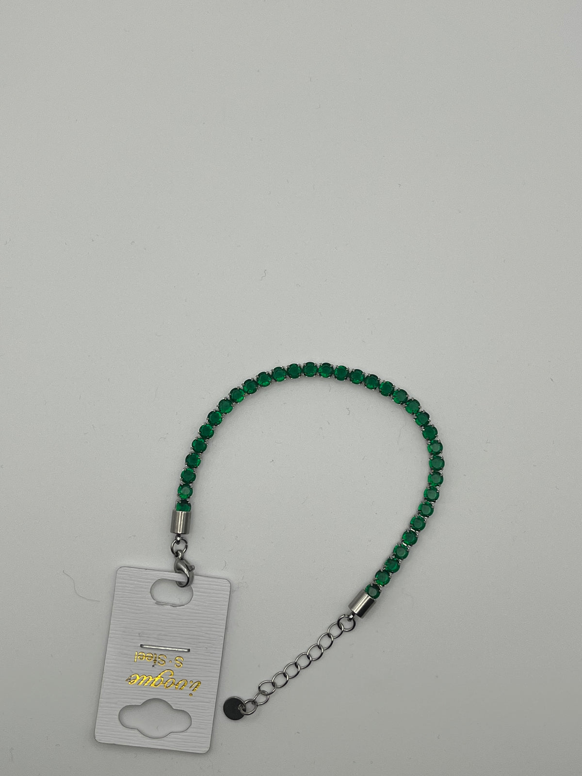 Bracciale tennis con catena verde e argento