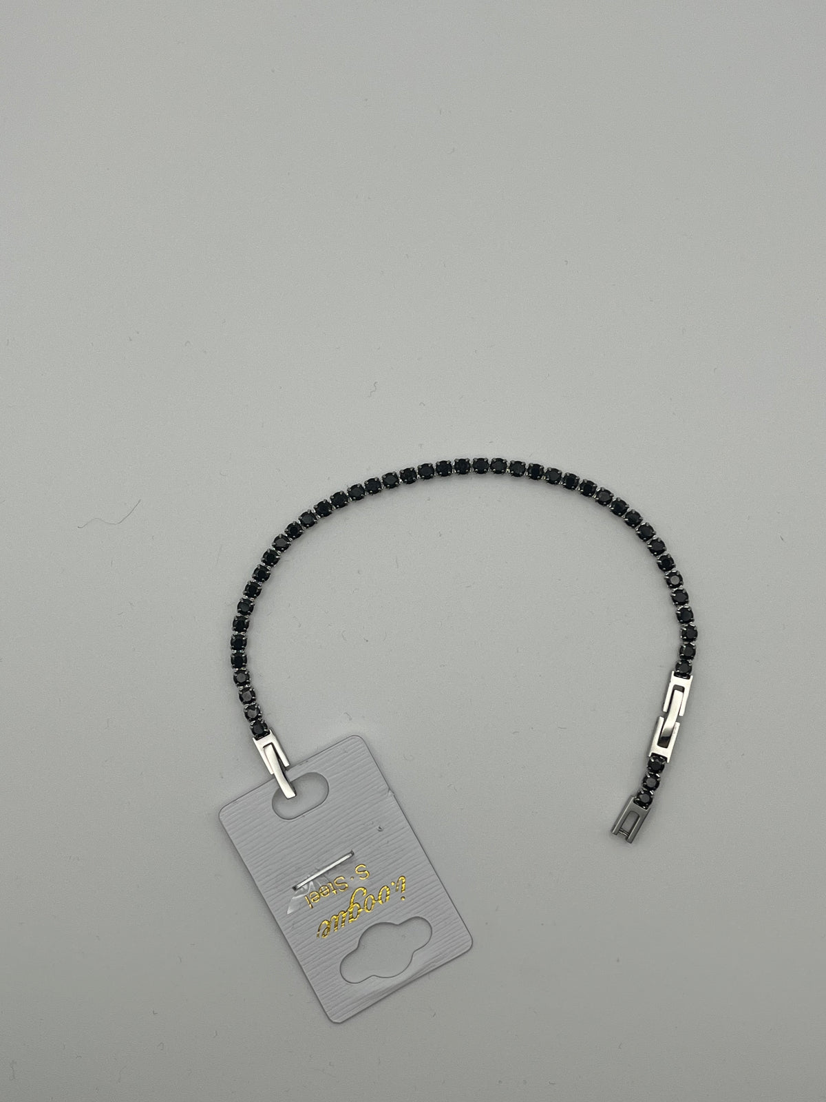 Bracciale tennis nero e argento