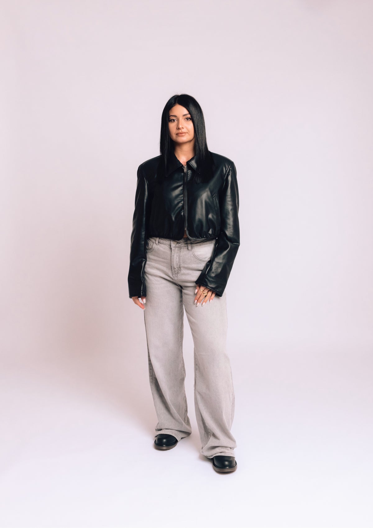 Giacca black eco-pelle