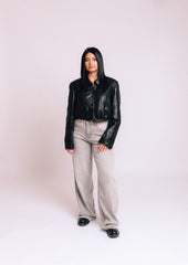 Giacca black eco-pelle