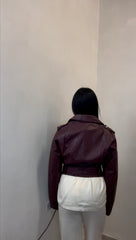 Chiodo ecopelle bordeaux