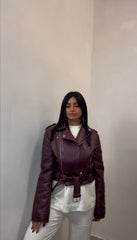 Chiodo ecopelle bordeaux